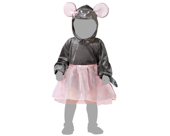 Déguisement Bébé Souris avec Oreilles Unisex 12-24 Mois - Costume Gris en Polyester pour Nourrisson