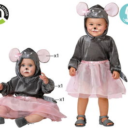 Déguisement Bébé Souris avec Oreilles Unisex 12-24 Mois - Costume Gris en Polyester pour Nourrisson