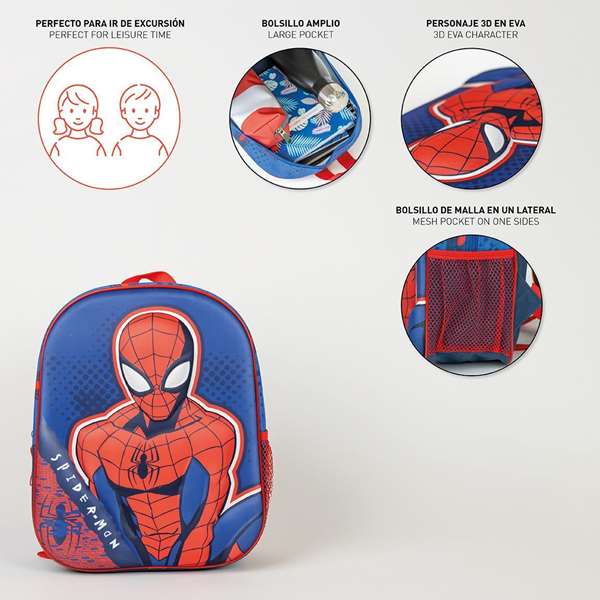 Cerdá Sac à dos enfant Spiderman 3D, dimensions 25.0 x 31.0 x 10.0 cm, âge recommandé 2 à 8 ans, couleur bleue Cerdá Sac à dos enfant Spiderman 3D, dimensions 25.0 x 31.0 x 10.0 cm, âge recommandé 2 à 8 ans, couleur bleue