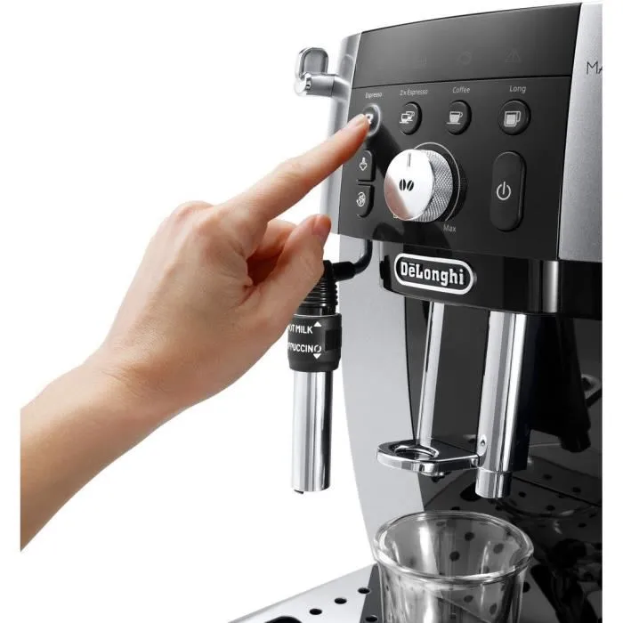 De'Longhi ECAM250.23.SB Magnifica S Smart - Machine expresso broyeur automatique, 4 recettes, réservoir 1,8 L, 15 bar, design noir argenté De'Longhi ECAM250.23.SB Magnifica S Smart - Machine expresso broyeur automatique, 4 recettes, réservoir 1,8 L, 15 bar, design noir argenté