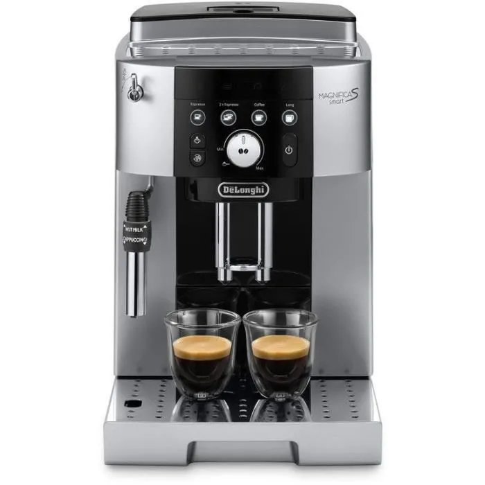 De'Longhi ECAM250.23.SB Magnifica S Smart - Machine expresso broyeur automatique, 4 recettes, réservoir 1,8 L, 15 bar, design noir argenté De'Longhi ECAM250.23.SB Magnifica S Smart - Machine expresso broyeur automatique, 4 recettes, réservoir 1,8 L, 15 bar, design noir argenté