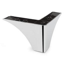 Q&Q Patte de meuble angulaire plastique ARDA 160x160 mm, hauteur 100 mm, finition chromée