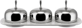 Alessi Table d'apéritif MW15 en acier inoxydable avec compartiments en porcelaine