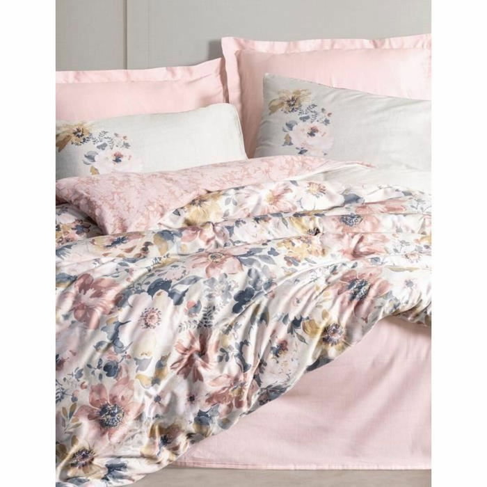 Parure de lit Satin King Poudre 220 x 240 cm avec 2 taies d'oreiller