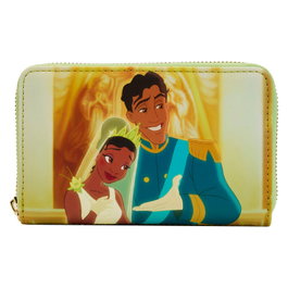 LOUNGEFLY Portefeuille Pochette Escena Princesa Tiana et le Crapaud Disney, fermeture zippée, 15x10 cm, 4 fentes pour cartes, intérieur assorti