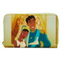 LOUNGEFLY Portefeuille Pochette Escena Princesa Tiana et le Crapaud Disney, fermeture zippée, 15x10 cm, 4 fentes pour cartes, intérieur assorti