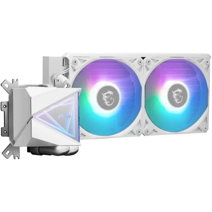 MSI MAG CORELIQUID I240 WHITE Kit de refroidissement liquide pour PC - Radiateur 240 mm - Ventilateurs 120 mm - Blanc - 306-7ZW7A21-C24
