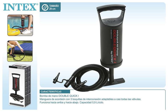 Intex Double Quick I Bombe à Main Gonfleur de Piscine et Jouet pour Enfants +3 Ans, PVC, ABS, Acier
