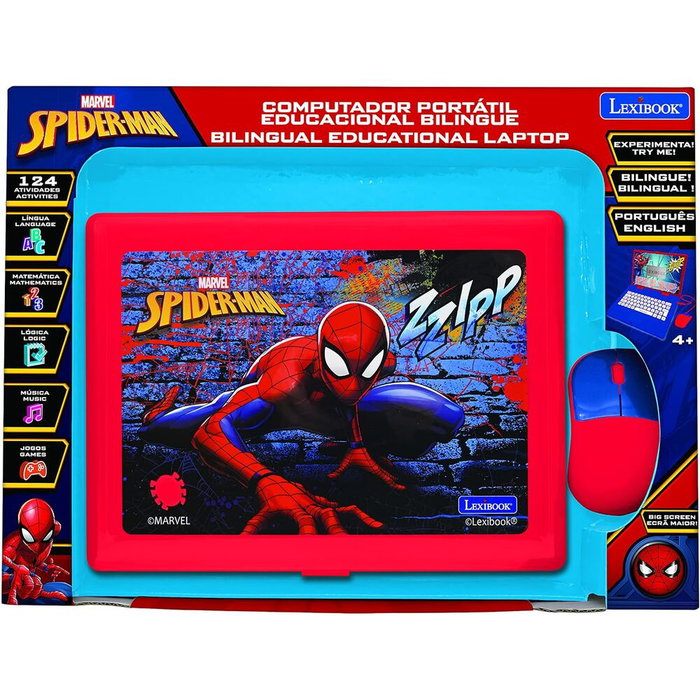 LEXIBOOK Ordinateur portable éducatif Spiderman Marvel - Anglais et Portugais