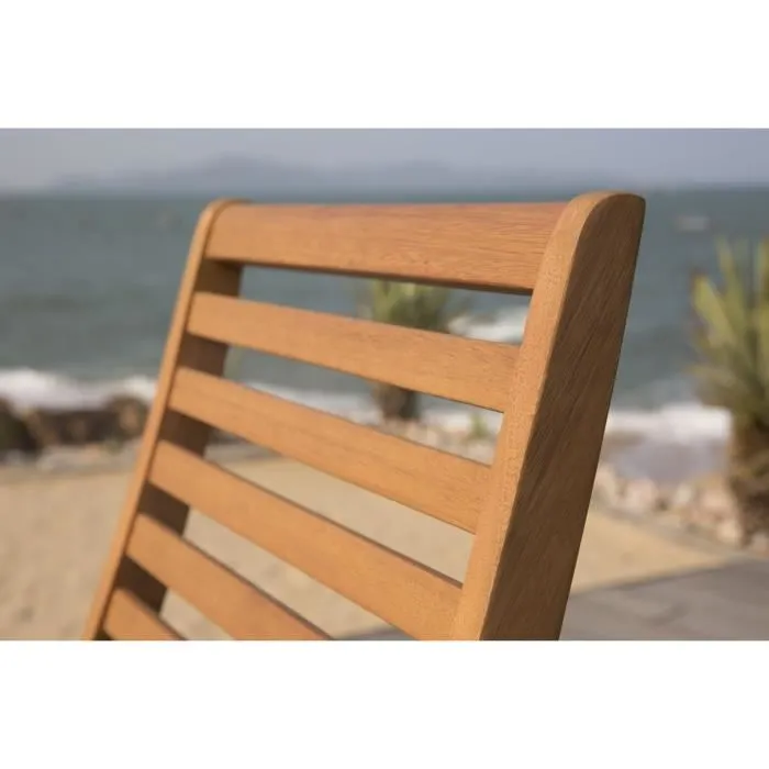 EDEN - Lot de 4 chaises de jardin pliantes en bois d'eucalyptus certifié FSC - Dimensions 57.5 x 46.5 x H90 cm