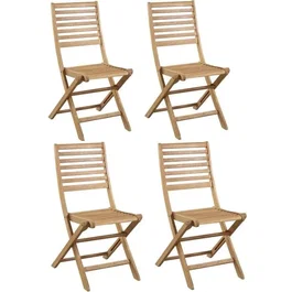 EDEN - Lot de 4 chaises de jardin pliantes en bois d'eucalyptus certifié FSC - Dimensions 57.5 x 46.5 x H90 cm