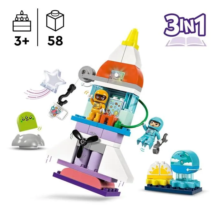 Lego 10422 DUPLO Aventura en el Transbordador Espacial 3 en 1 Juguete de Construcción de Cohetes Juego Educativo Lego 10422 DUPLO Aventura en el Transbordador Espacial 3 en 1 Juguete de Construcción de Cohetes Juego Educativo