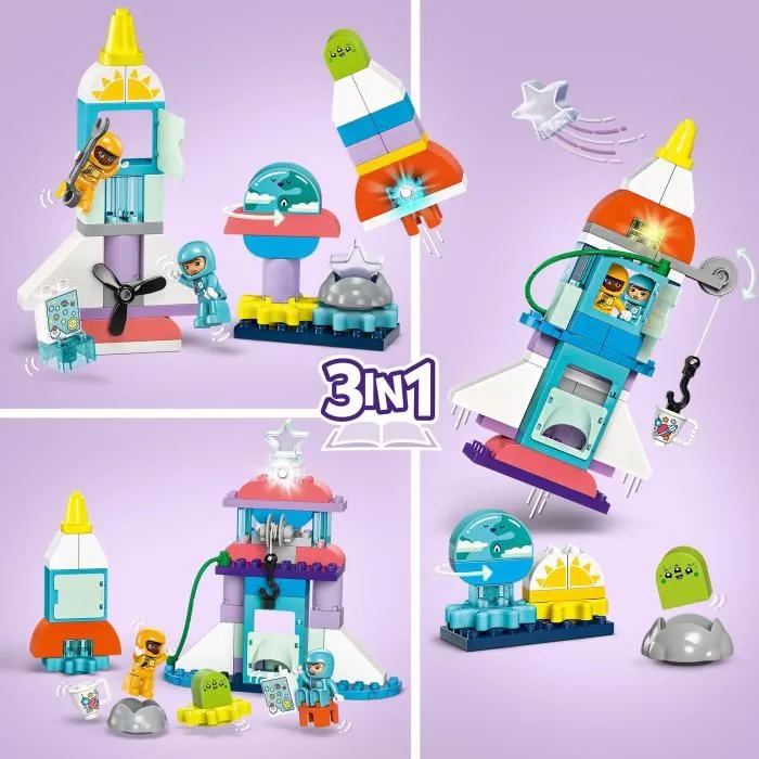 Lego 10422 DUPLO Aventura en el Transbordador Espacial 3 en 1 Juguete de Construcción de Cohetes Juego Educativo Lego 10422 DUPLO Aventura en el Transbordador Espacial 3 en 1 Juguete de Construcción de Cohetes Juego Educativo