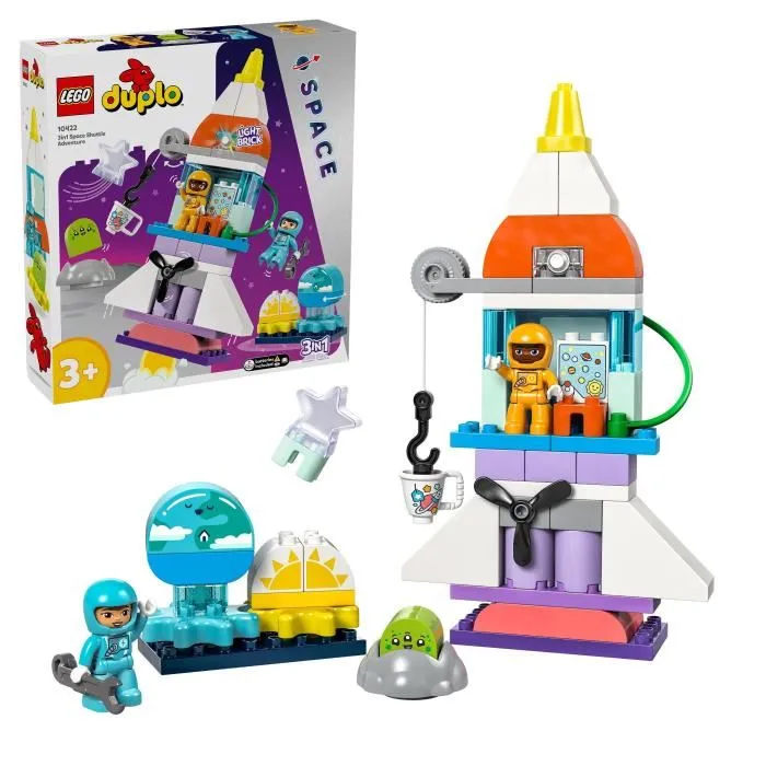 Lego 10422 DUPLO Aventura en el Transbordador Espacial 3 en 1 Juguete de Construcción de Cohetes Juego Educativo Lego 10422 DUPLO Aventura en el Transbordador Espacial 3 en 1 Juguete de Construcción de Cohetes Juego Educativo