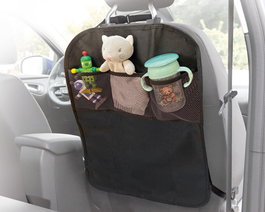 KioKids Organizador De Coche Para Respaldo De Asiento - Organisateur de siège auto avec poches multi-tailles en polyester noir pour rangement universel