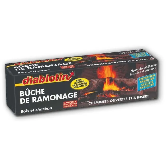 Acto Diablotin Bûche de Ramonage - Élimine Suies et Goudrons des Conduits de Cheminée, Poêles et Chaudières - Livrée avec Livret d'Entretien Acto Diablotin Bûche de Ramonage - Élimine Suies et Goudrons des Conduits de Cheminée, Poêles et Chaudières - Livrée avec Livret d'Entretien