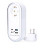 Edm Base multiple 1 prise Schuko 2P+T 4 ports USB (3xUSB-A + 1xUSB-C) 24W Câble 1,5 m 16A 250V Blanc