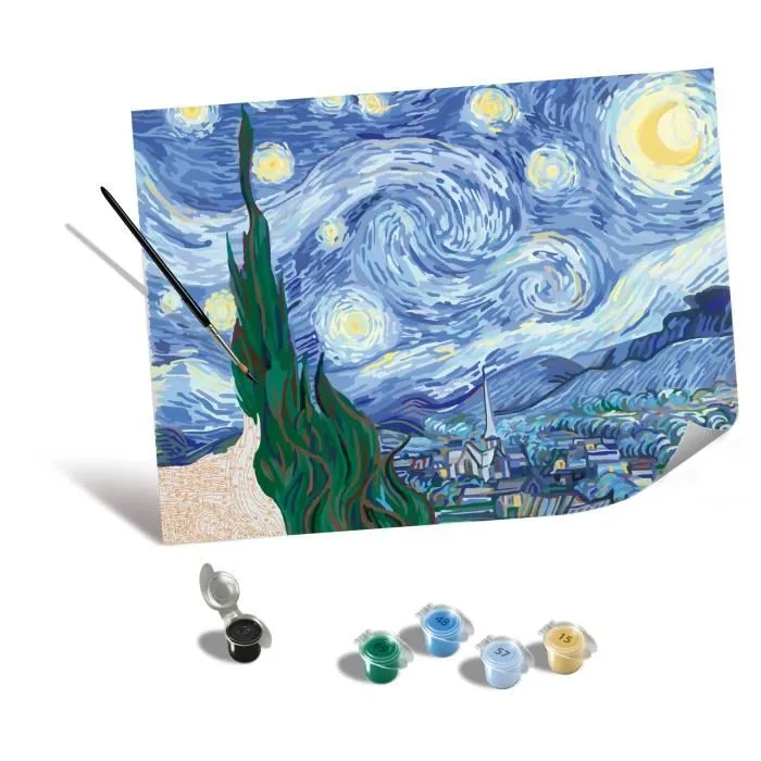 Ravensburger 23915 CreArt Peinture par numéros Toile 30x40 cm Van Gogh La Nuit étoilée - Kit complet pour adultes dès 14 ans