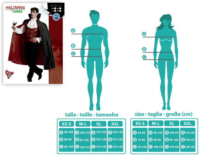 Déguisement de Vampire pour Homme avec Cape Longue XXL Déguisement de Vampire pour Homme avec Cape Longue XXL