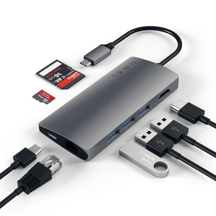 Satechi Adaptateur Multi-Ports USB-C avec Ethernet V2 – HDMI 4K, Charge Pass-Through, Aluminium Satechi Adaptateur Multi-Ports USB-C avec Ethernet V2 – HDMI 4K, Charge Pass-Through, Aluminium