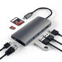 Satechi Adaptateur Multi-Ports USB-C avec Ethernet V2 – HDMI 4K, Charge Pass-Through, Aluminium