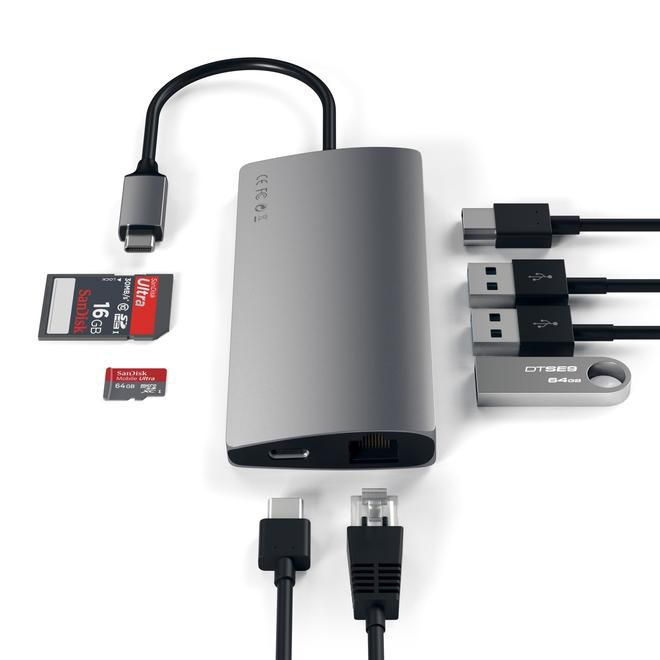 Satechi Adaptateur Multi-Ports USB-C avec Ethernet V2 – HDMI 4K, Charge Pass-Through, Aluminium Satechi Adaptateur Multi-Ports USB-C avec Ethernet V2 – HDMI 4K, Charge Pass-Through, Aluminium