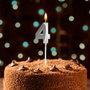 Party Time Bougie Anniversaire Chiffre 4 Argent