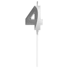 Party Time Bougie Anniversaire Chiffre 4 Argent