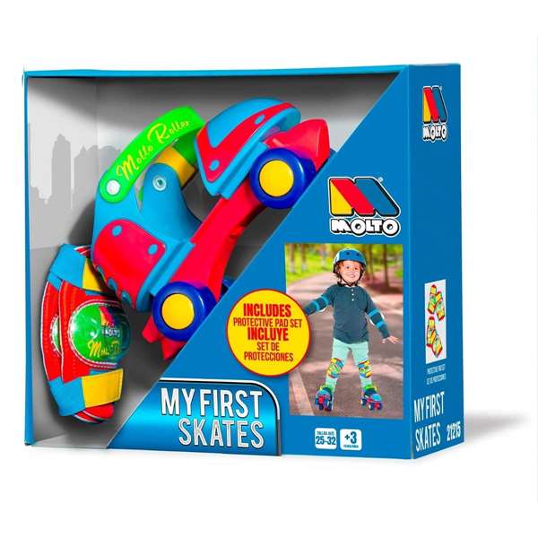 Molto - Patin à roulettes premier âge Bleu - Taille 25/32 - Pour enfant à partir de 3 ans - 4 roues en plastique