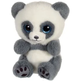 GIPSY TOYS - Peluche Panda CUTYDOOS 13 cm Gris - Collection PING - Texture Douce et Yeux Pailletés