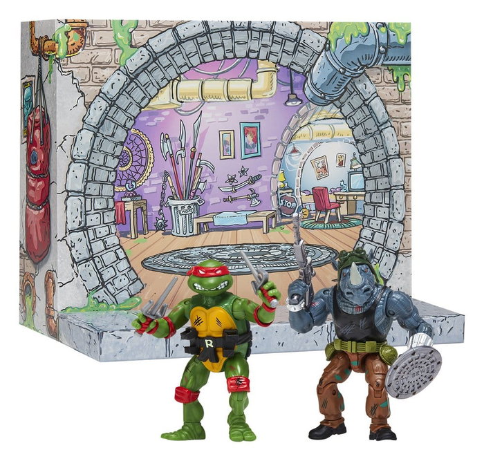 Playmates Les Tortues Ninja: Remastered figurines Raphael vs. Rocksteady