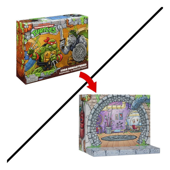Playmates Les Tortues Ninja: Remastered figurines Raphael vs. Rocksteady