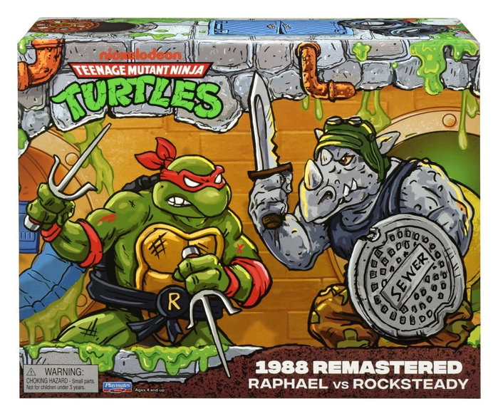 Playmates Les Tortues Ninja: Remastered figurines Raphael vs. Rocksteady