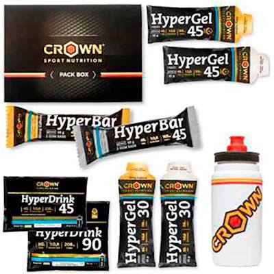 Crown Sport Nutrition Pack Hyper Energy Tester - Bidon Pro Fly 550 ml - Contient 9 produits : HyperDrink 45, 90, HyperGel 30, 45, HyperBar 45 avec et sans caféine Crown Sport Nutrition Pack Hyper Energy Tester - Bidon Pro Fly 550 ml - Contient 9 produits : HyperDrink 45, 90, HyperGel 30, 45, HyperBar 45 avec et sans caféine