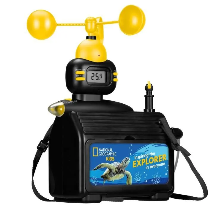 Bresser Station Météo Éducative pour Enfants dès 8 Ans - Jeu de Découverte Scientifique avec Anémomètre Amovible - Mesure Température, Vent et Précipitations