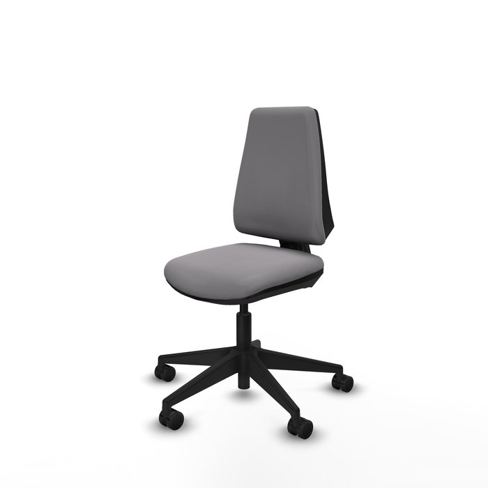 Chaise Elche Contact permament de base Cuir écologique Gris Base pyramidale noire Sans accoudoirs Sans appui-tête Roulettes 65mm nylon Chaise Elche Contact permament de base Cuir écologique Gris Base pyramidale noire Sans accoudoirs Sans appui-tête Roulettes 65mm nylon