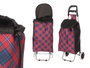 Kinvara Chariot de Courses 2 Roues 88x8x35 cm Métal Plastique Tissu 33 L Bleu Rose (Set de 6)