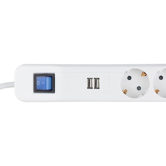 Rev Multiprise ICE 3 prises de terre, 2 USB-A, blanc, 1,4 m