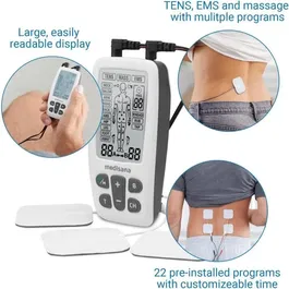 Medisana TT 200 - Appareil de thérapie contre la douleur 3 en 1 (TENS/EMS/Massage) avec 22 programmes, Blanc