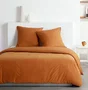 Today Essential - Parure de lit 2 personnes effet lavé caramel - Housse de couette 220x240 cm et taies 63x63 cm - 100% polyester