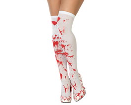 Collants blancs avec éclaboussures de sang pour déguisement femme