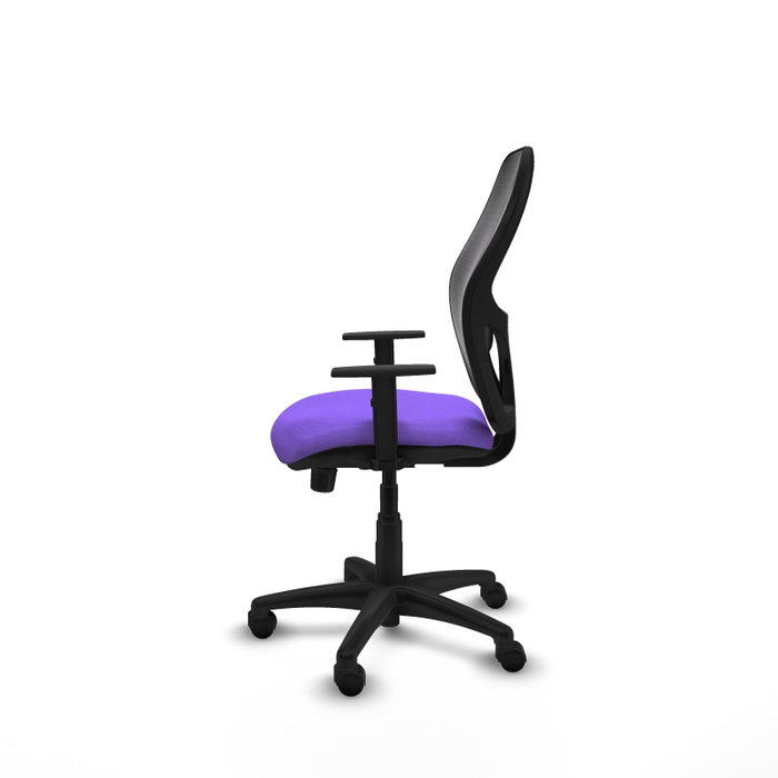 Chaise Alocén Synchro 3 positions tissu Violet Maille Noir Structure polyamide noire Accoudoir 1D Sans appui-tête Roulettes en nylon 50 mm