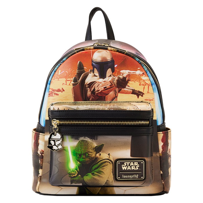 LOUNGEFLY Mochila Sac à dos 26 cm Star Wars L'Attaque des Clones Episode II, Taille 22.5x26.25x11.25 cm en simili-cuir PU, bretelles réglables LOUNGEFLY Mochila Sac à dos 26 cm Star Wars L'Attaque des Clones Episode II, Taille 22.5x26.25x11.25 cm en simili-cuir PU, bretelles réglables