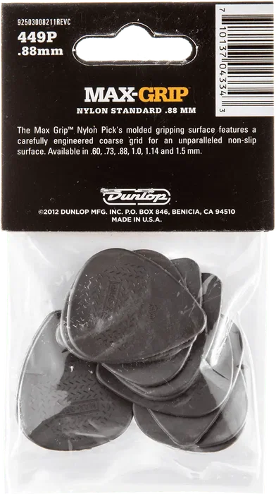 Dunlop Pack 12 Max-Grip Nylon Std 0,88mm - Médiators