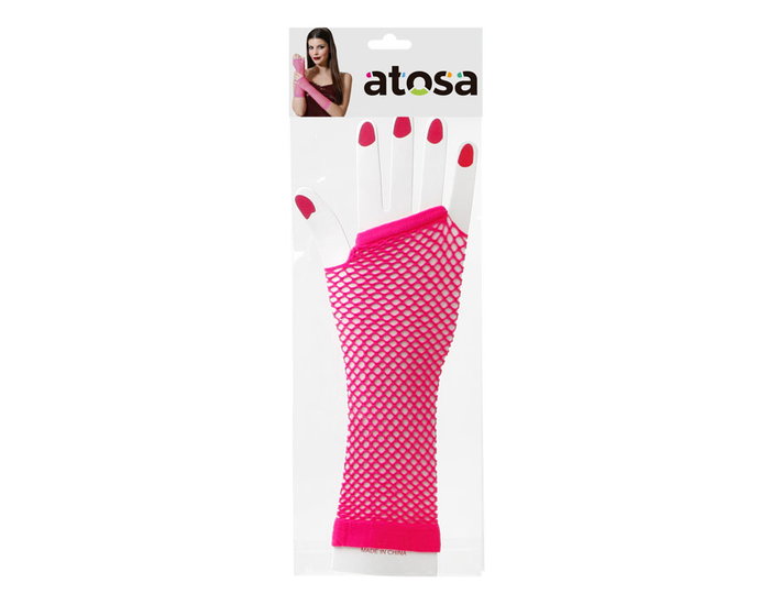 Atosa Gants en Résille Fuchsia pour Déguisement Néon ou Chica Pop