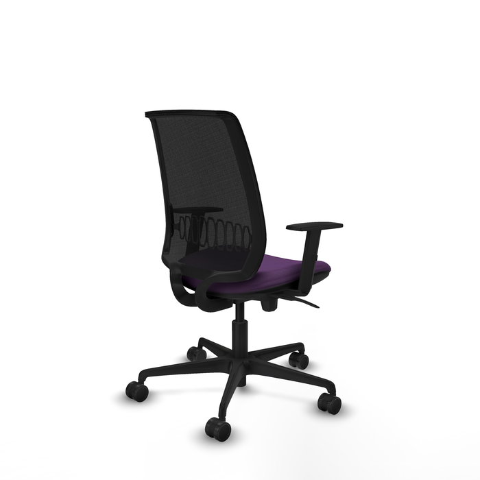 Chaise Alares Synchro 5 positions tissu Pourpre Maille Noir Base en nylon noir Accoudoir 1D Sans appui-tête Roulettes 65mm nylon