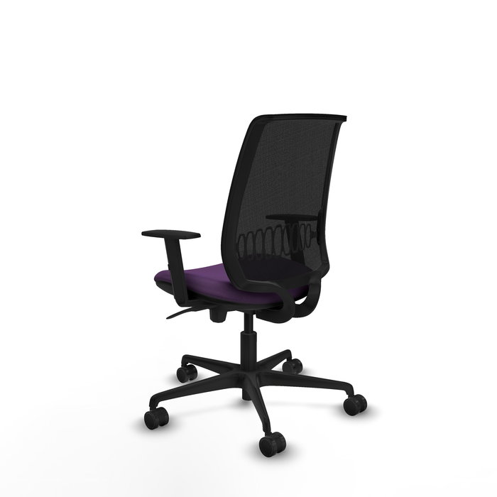 Chaise Alares Synchro 5 positions tissu Pourpre Maille Noir Base en nylon noir Accoudoir 1D Sans appui-tête Roulettes 65mm nylon