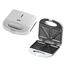 Edm Sandwichera double 750 W avec revêtement antiadhérent, sécurité et contrôle de surchauffe, blanc