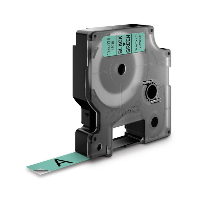 Dymo Ruban d'étiquetage D1 12mm x 7m Noir sur Vert (S0720590)