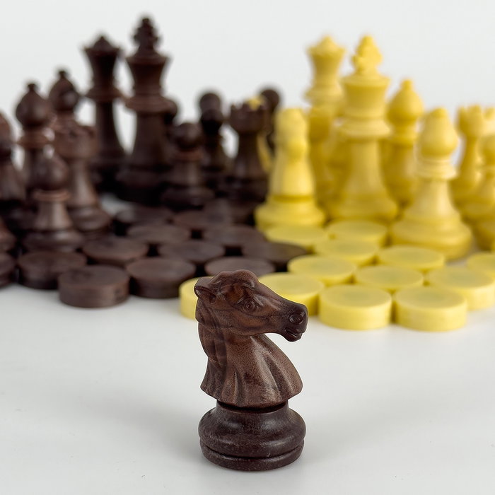 DEQUBE Jeu d'échecs et de dames magnétique 24x24 cm DEQUBE Jeu d'échecs et de dames magnétique 24x24 cm